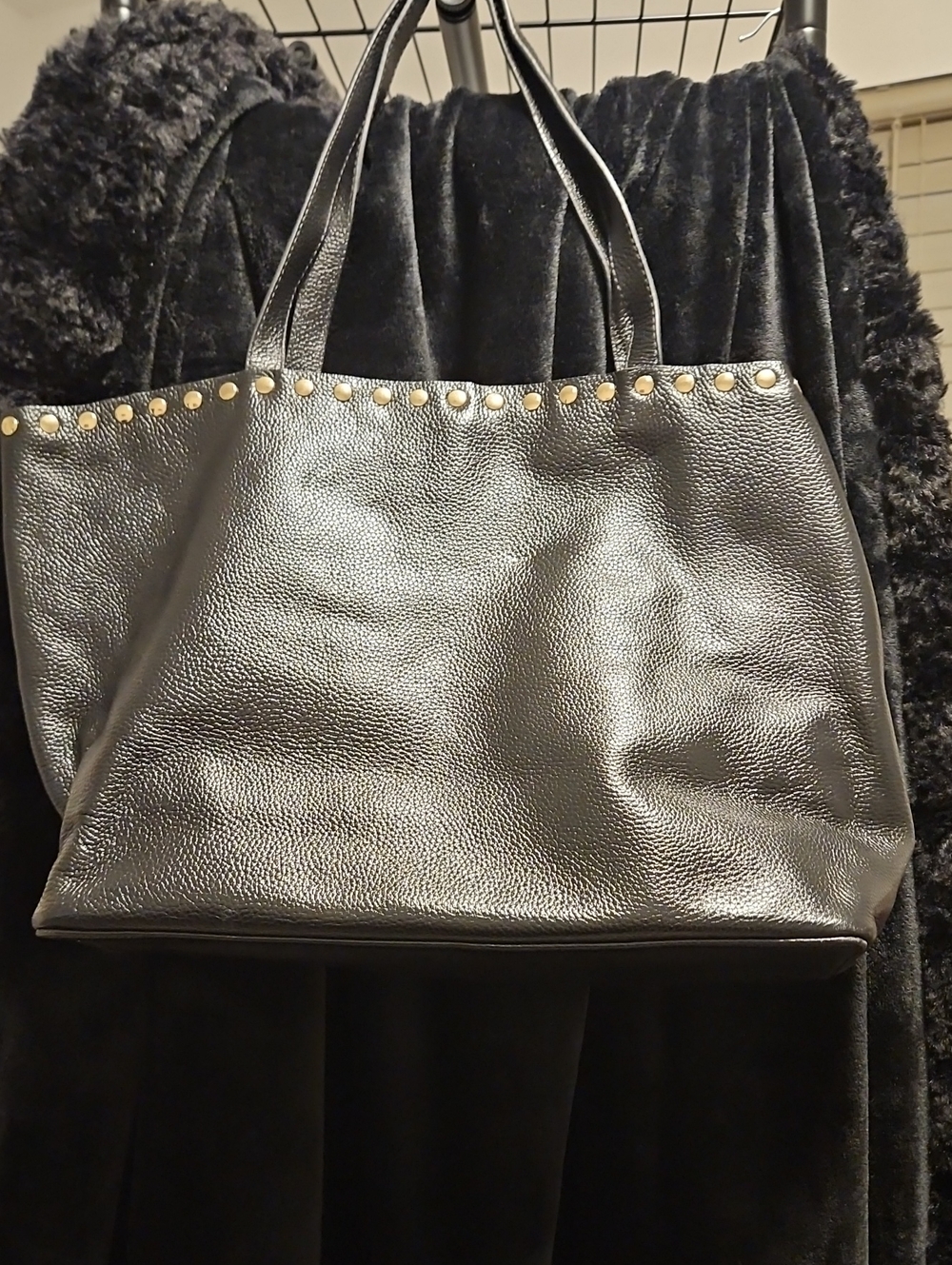 Laggo Black Stud Trim Leather Tote Bag